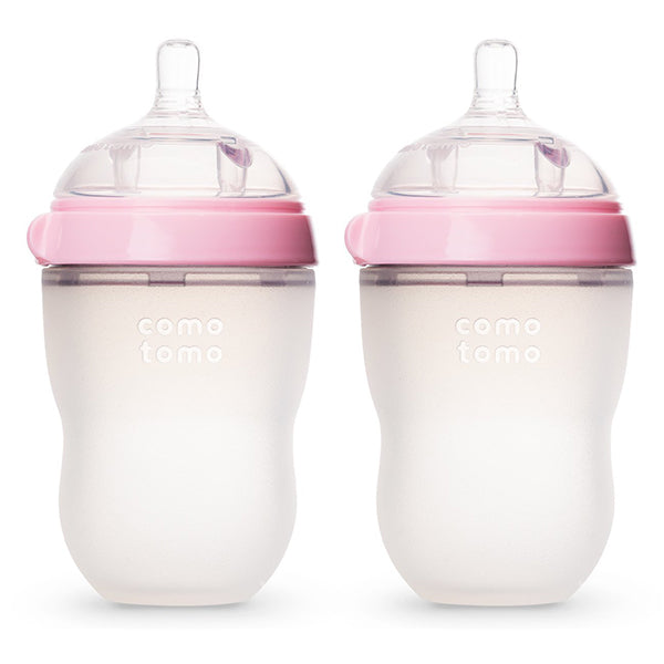 Comotomo Natural Feel Baby Bottle 8 oz - 2 pack - Pink