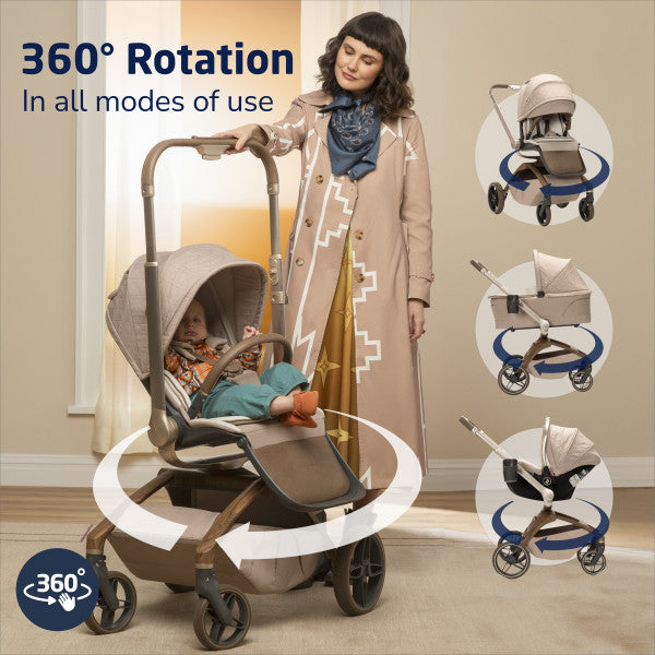 maxi cosi stroller Maxi-Cosi Kindred Tana 360 Rotating Modular Stroller Natural Heritage