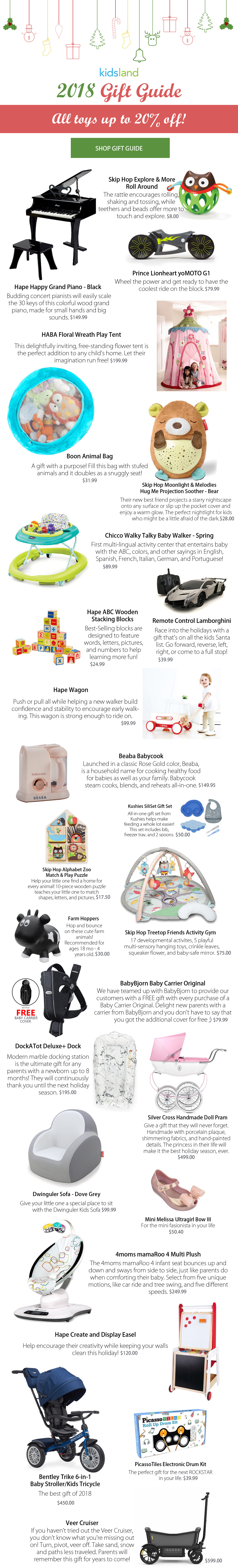 Kidsland holiday gift guide, baby gift ideas